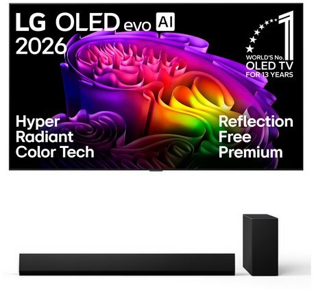 OLED77G68LW 195 cm (77") OLED evo AI TV inkl. DSG10TY Soundbar + Subwoofer, 4K Ultra HD, Smart-TV, HDR-Wiedergabe, 120 Hz, DVB-T2/DVB-C/DVB-S2