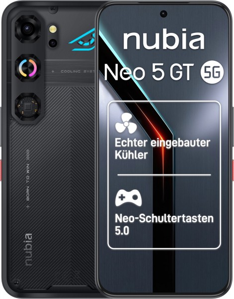 Neo 5 GT (12GB+256GB) Smartphone phantom black, 50 MP Kamera, 6,8 Zoll Display, 74,02 Std. Akku, 5G, Android
