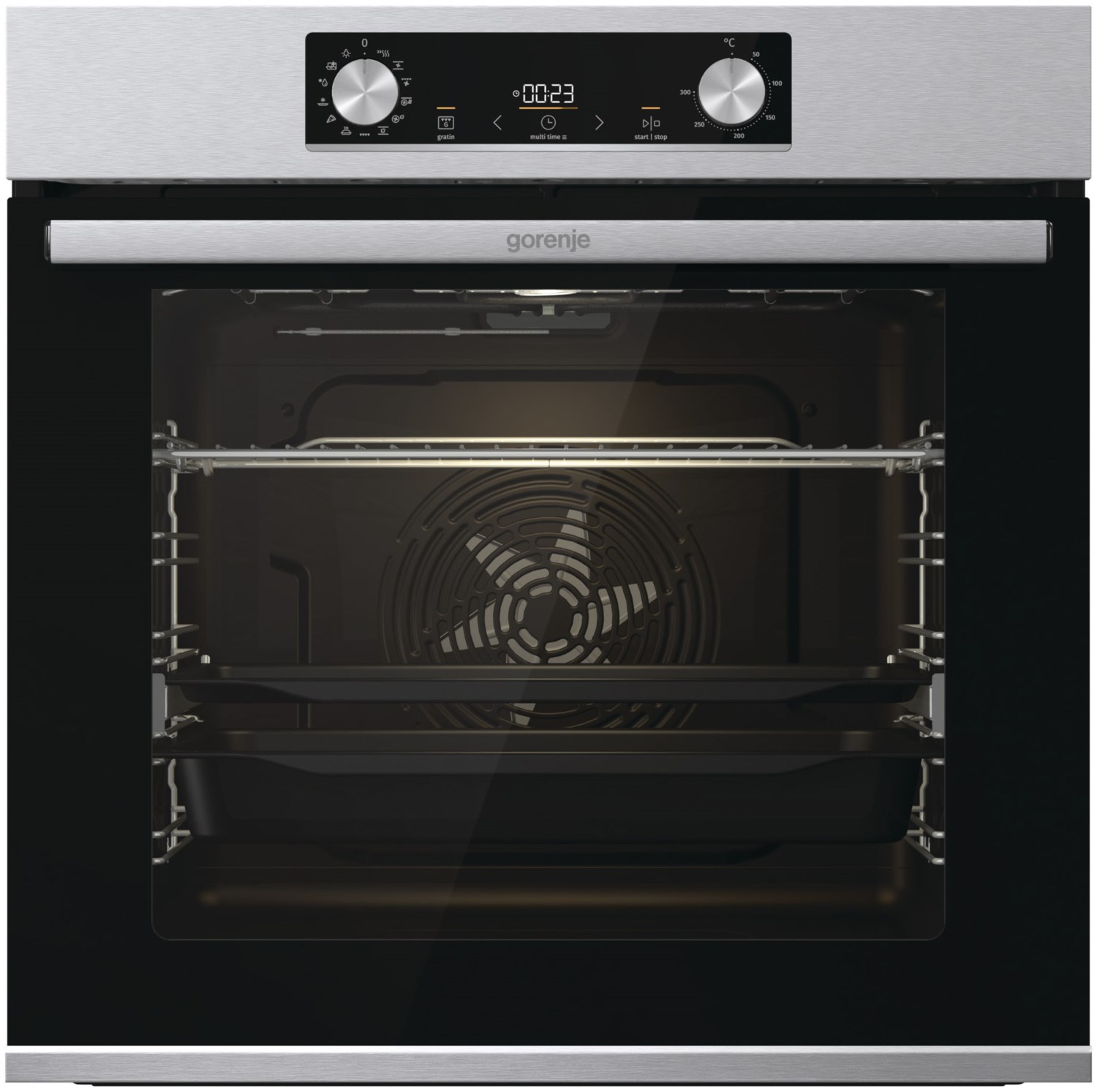BOS6737E13X Einbaubackofen edelstahl/cleansteel, 77 l, Pizza-Stufe, schnelles Vorheizen, 59,5 cm breit, A