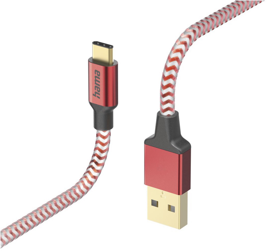 Ladekabel Reflective (1,5m) USB-A>USB-C rot