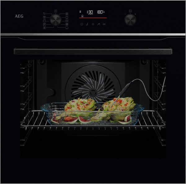 TA5PB53FAB Einbaubackofen schwarz, 71 l, Pizza-Stufe, schnelles Vorheizen, Heißluftgrill, WLAN, pyrolytische Selbstreinigung, 59,5 cm breit, A+