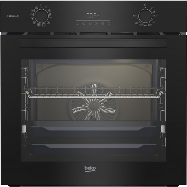 BBIS17300BCS Einbaubackofen schwarz, 72 l, Pizza-Stufe, schnelles Vorheizen, Rückwand katalytisch beschichtet, 59,4 cm breit, A