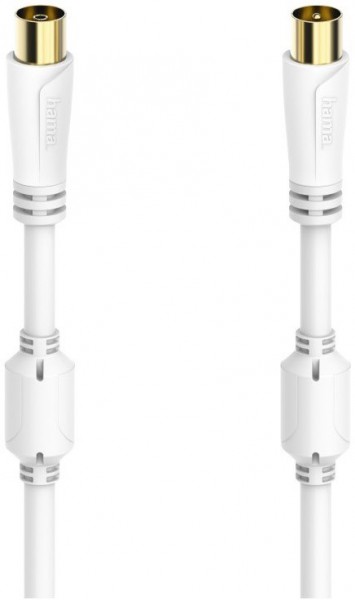 Antennen-Kabel 100 dB (5m) Koax-Stecker>Koax-Kupplung weiss