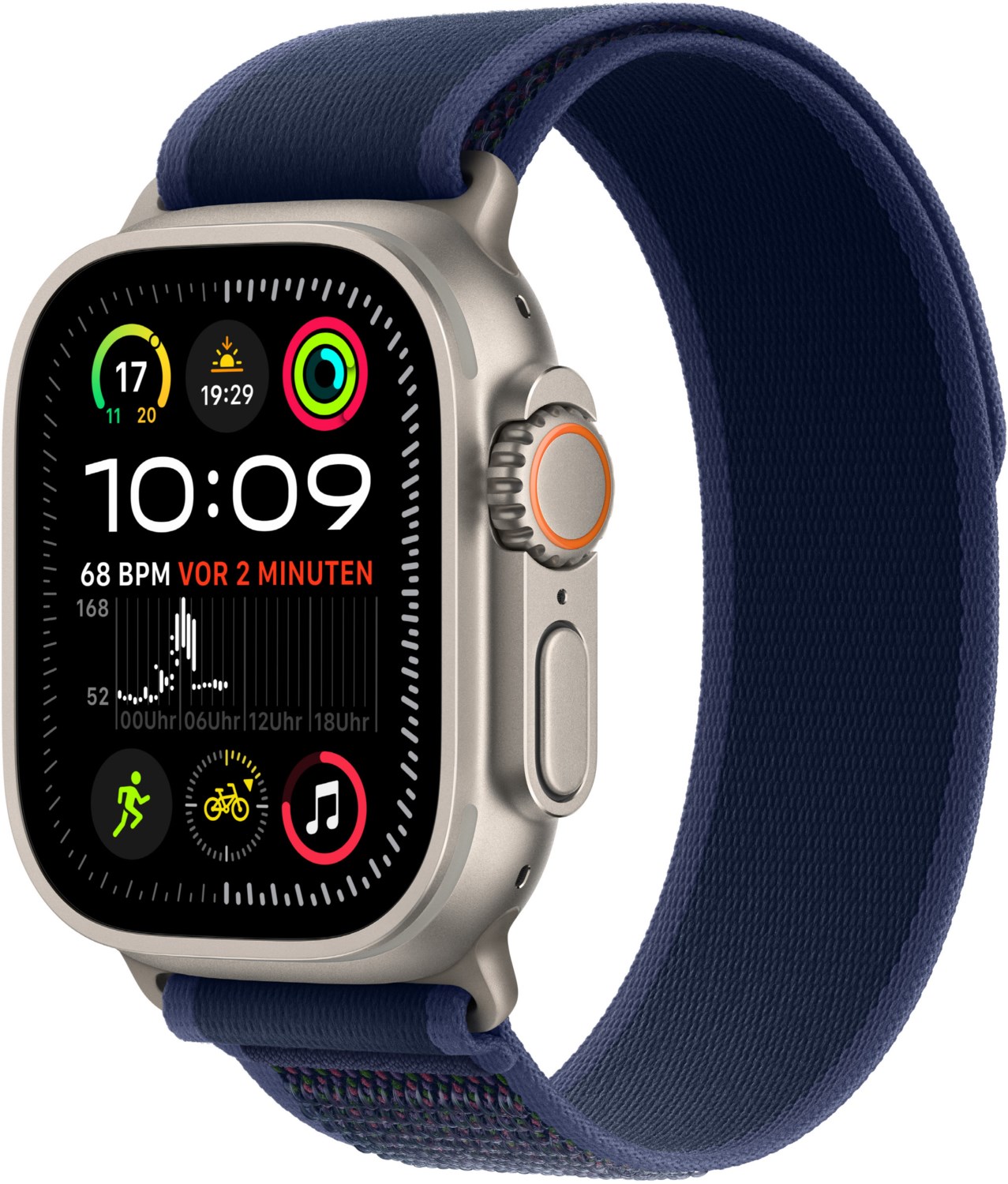 Image of Apple Watch Ultra 2 (49mm) GPS+4G Titan mit Trail Loop Armband (M/L) natur/blau