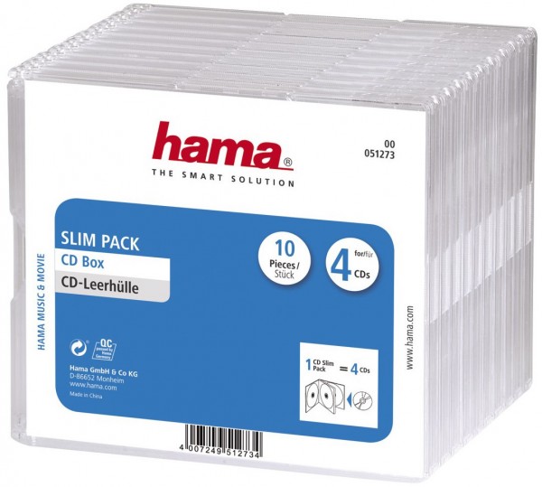 CD-Slim-Pack 4, 10er-Pack transparent