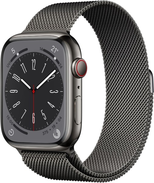 Apple Watch Series 8 (45mm) GPS+4G Edelstahl mit Milanaise Armband