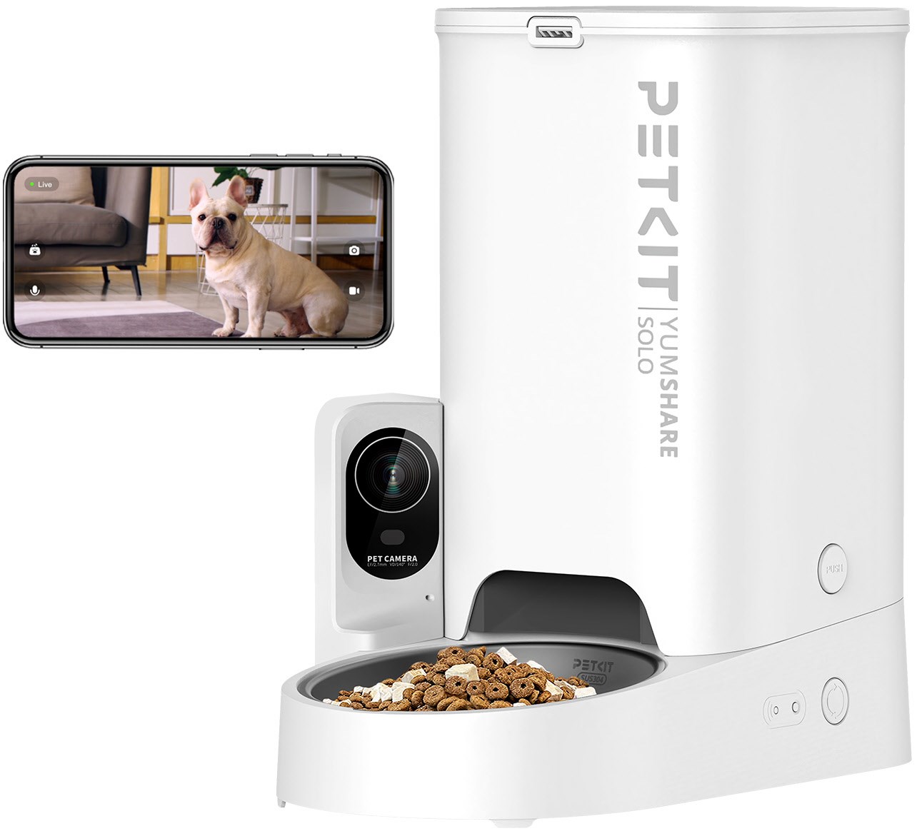 YUMSHARE Solo Smart Automatischer Futterspender mit Kamera weiß