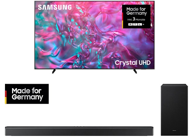 GU98DU9079U 247 cm (98") Crystal UHD AI TV mit AI Supersize Picture Enhancer graphitschwarz + HW-B760GF Soundbar + Subwoofer Graphitschwarz