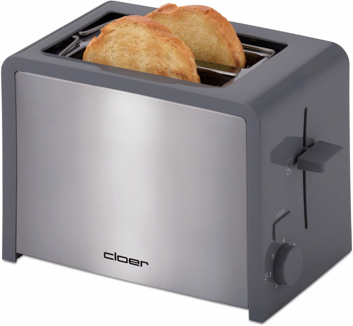 Cloer 3215 Kompakt-Toaster dunkelgrau/edelstahl