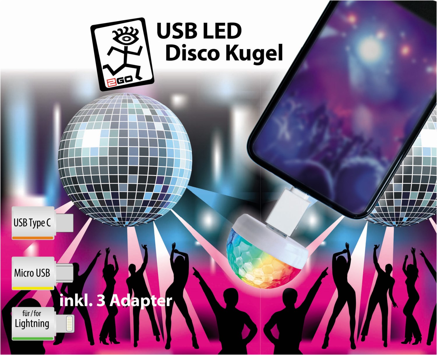 LED-Discokugel USB weiß