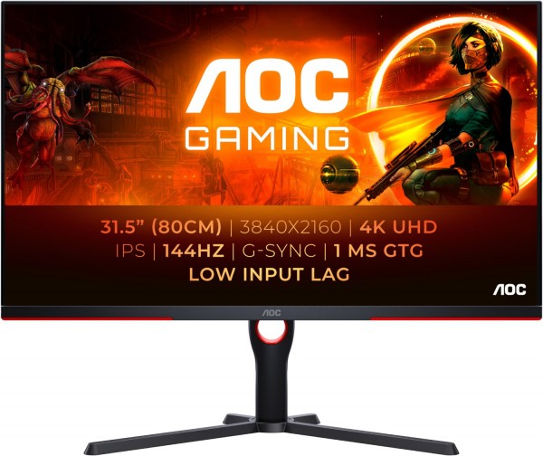 U32G3X/BK 80 cm (32") Gaming Monitor schwarz/rot, Widescreen 4K UHD (3840x2160), 1 ms Reaktionszeit