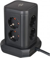 Steckdosenturm 8-fach mit Schalter und 4x USB schwarz