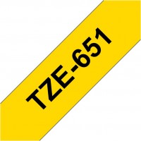 TZE-651 Schriftband lamin. (24mm) gelb/schwarz