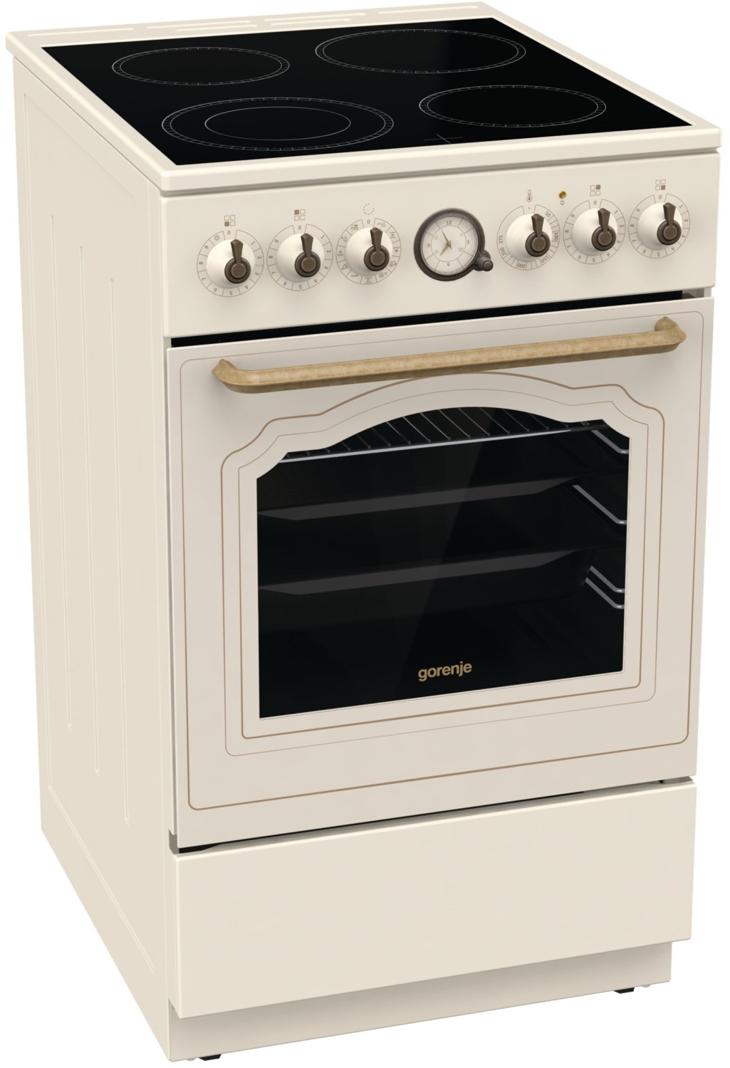 GECS6B70CLI Elektroherd mit Glaskeramikfeld hellbeige, 71 l, Pizza-Stufe, schnelles Vorheizen, Heißluftgrill, 60 cm breit, A