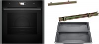 BACKHERO Einbaubackofen bestehend aus B64VS73G0K+Z1608CX0+Z1650BE0 graphit grey, 71 l, Pizza-Stufe, schnelles Vorheizen, Brotback-Stufe