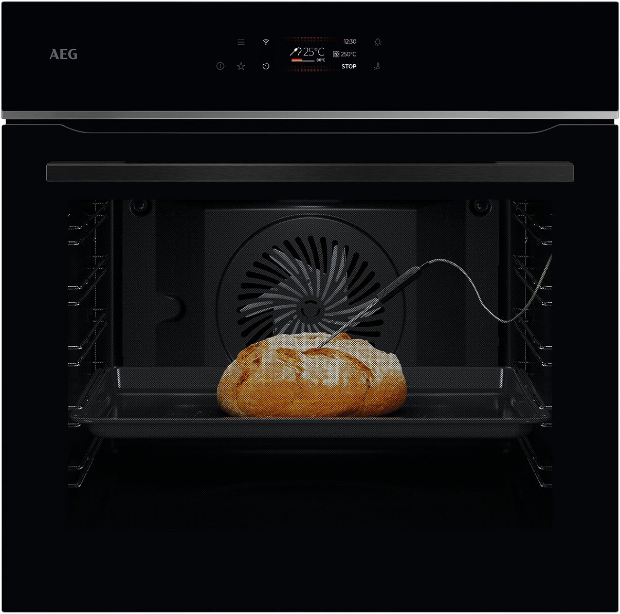 Serie 7000 TE7PB63FAB Einbaubackofen schwarz, 71 l, Pizza-Stufe, schnelles Vorheizen, Heißluftgrill, Hefeteig-Gärstufe, Brotback-Stufe, WLAN
