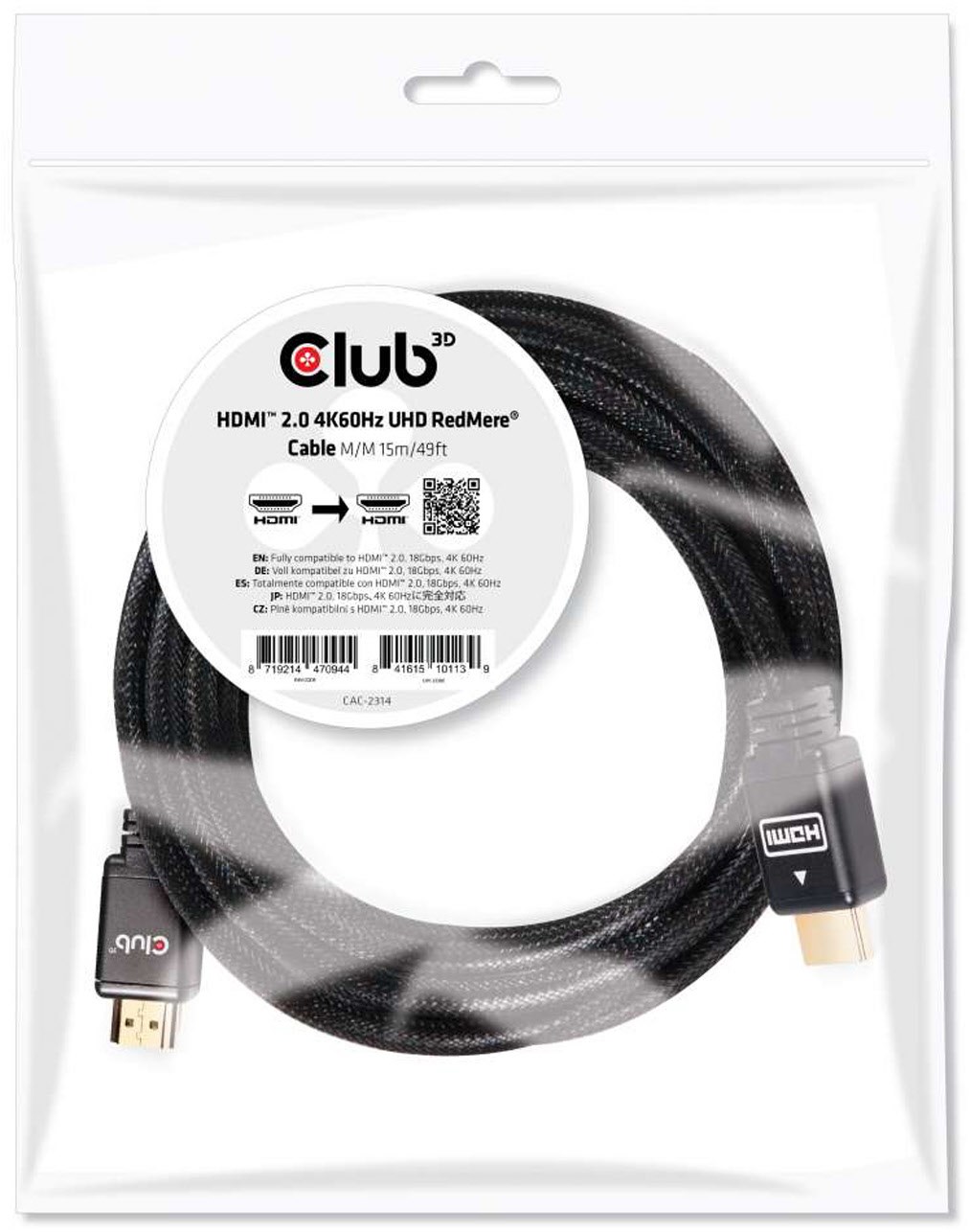 HDMI A > HDMI A 2.0 UHD Kabel (15m)