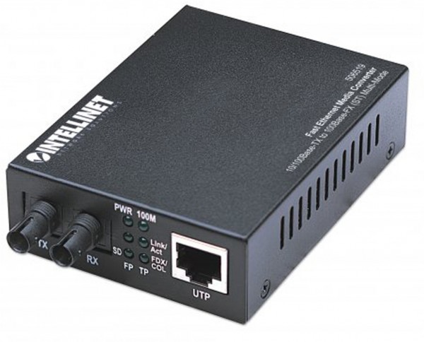 Medienkonverter Fast Ethernet schwarz bis 2 km, Multimode