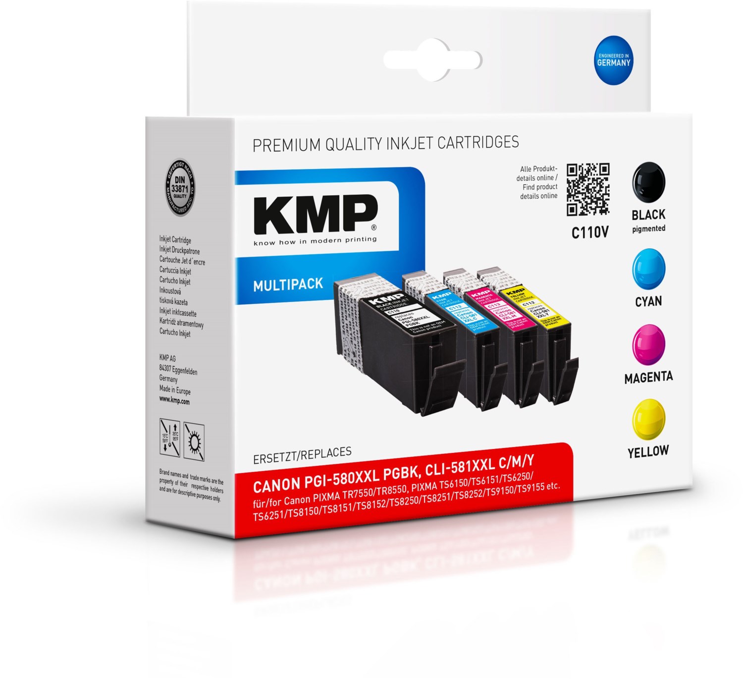 C110V Tinten-Multipack ersetzt PGI-580XXL PGBK, CLI-581XXL 4-farbig