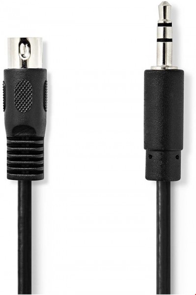 CAGL20100BK10 DIN-Kabel (1m) DIN-Stecker 5-pol.>3,5-mm-Stecker schwarz