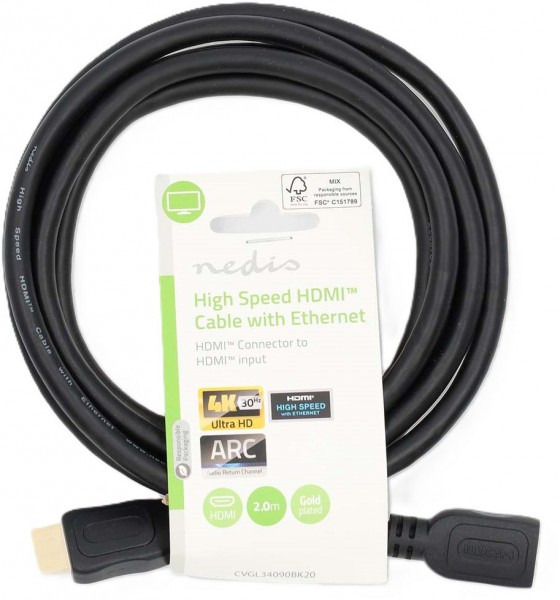 CVGL34090BK20 HDMI-Verlängerungskabel (2m) Stecker > Buchse schwarz