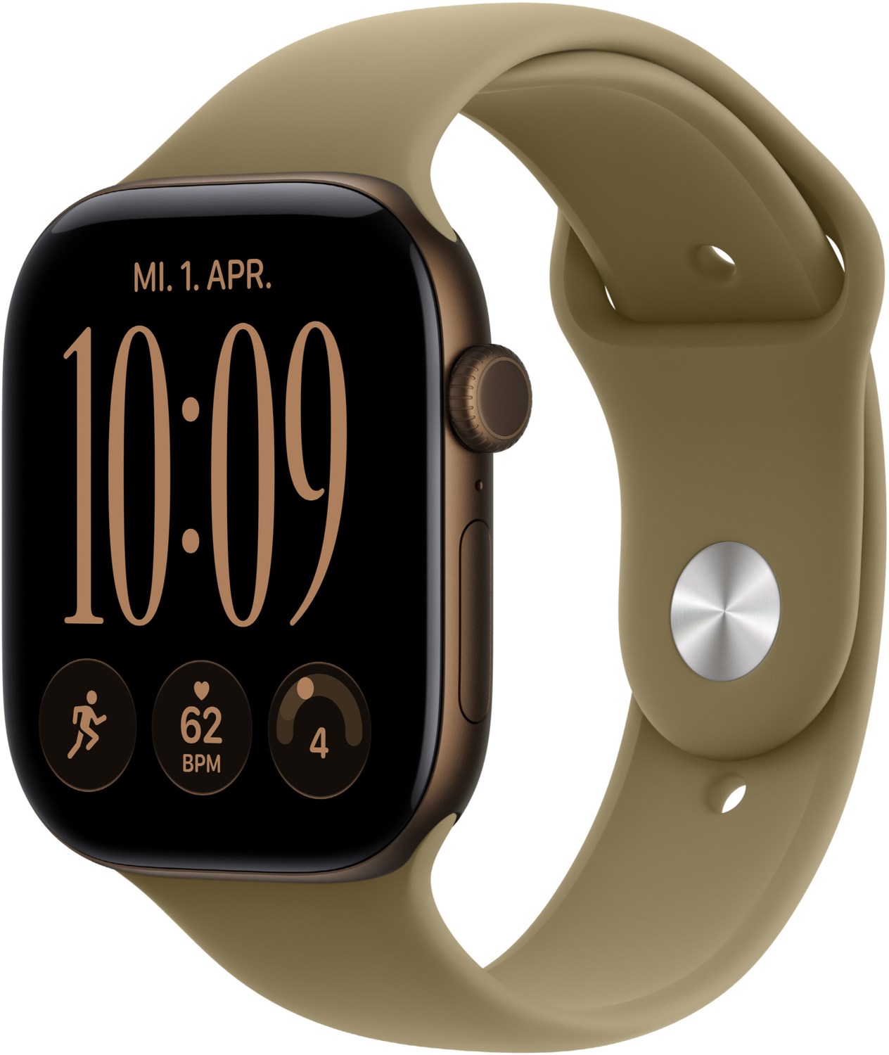 Apple Watch Series 12 (46mm) GPS Smartwatch Alu mit Sportarmband M/L dunkelbronze/oliv