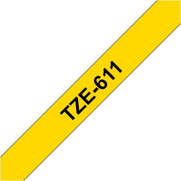 TZe 611 6mm (8m) Schriftband schwarz/gelb