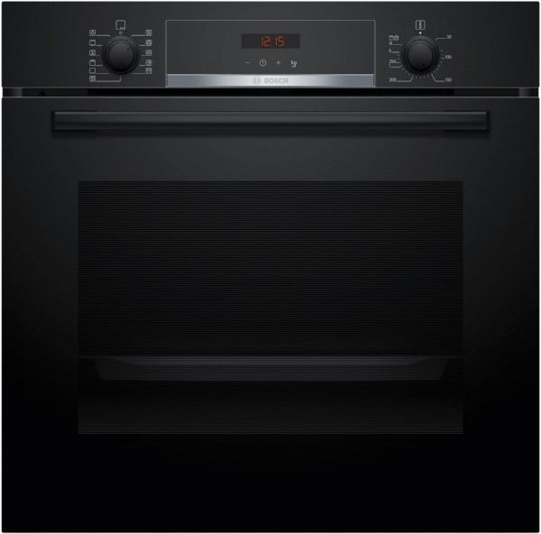HBA574BB3 Einbaubackofen schwarz, 71 l, Pizza-Stufe, schnelles Vorheizen, pyrolytische Selbstreinigung, 59,4 cm breit, A+