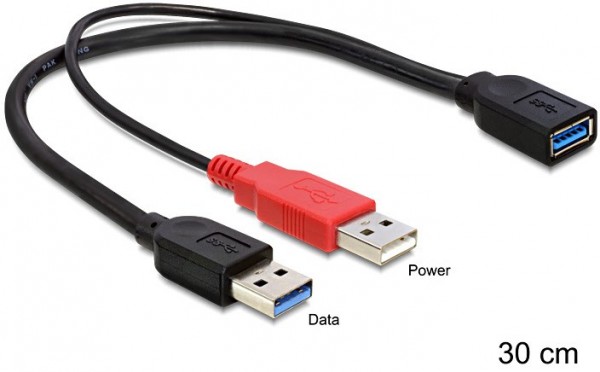 USB 3.0-A Bu. > St. + USB 2.0-A St. Y-Kabel