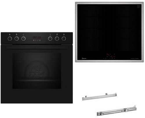HLE210IFP Herdset mit Induktionskochfeld bestehend aus E2CCG6AK4+M66SBX1M0+Z11TI15X0 schwarz + edelstahl