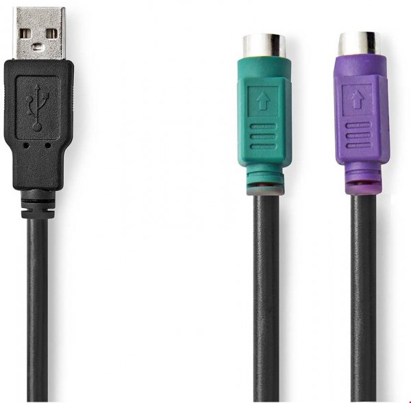 CCGB60830BK03 2-in-1 Kabel (0,3m) USB 2.0 Stecker > PS/2 Buchse schwarz
