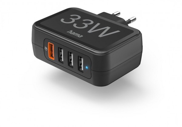 Ladestation 4-fach (33W) 1xQC3.0, 3xUSB-A schwarz