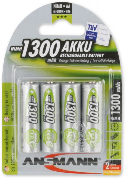1300mAh NiMH 4er Blister Akku