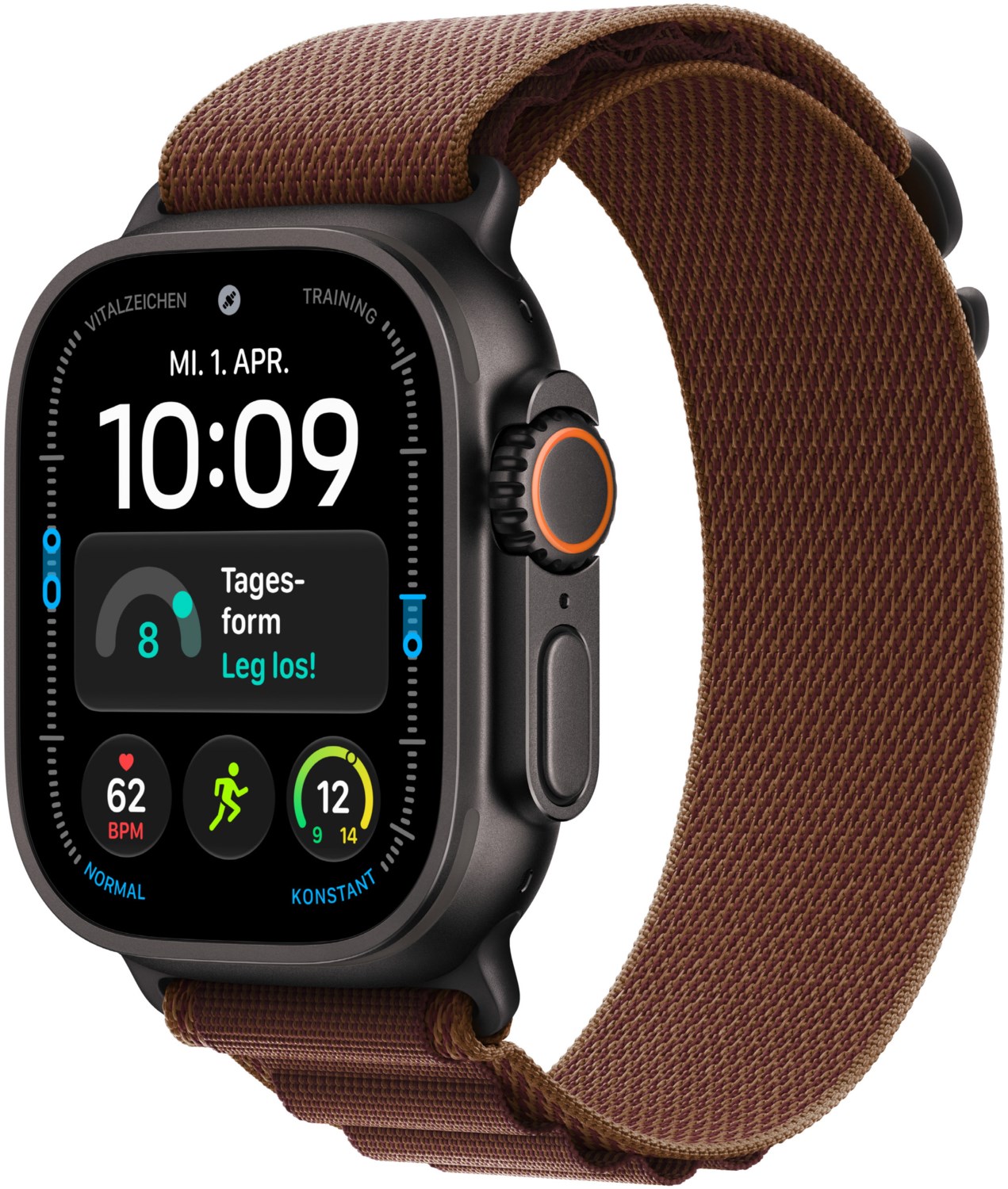 Apple Watch Ultra 4 (49mm) GPS+5G Smartwatch Titan mit Alpine Loop Armband (L) schwarz/burgunder
