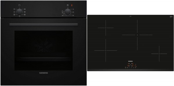 EQPOWER05I Herdset mit Induktionskochfeld bestehend aus HB010FBA1 + EH83KBEB5E schwarz + facette