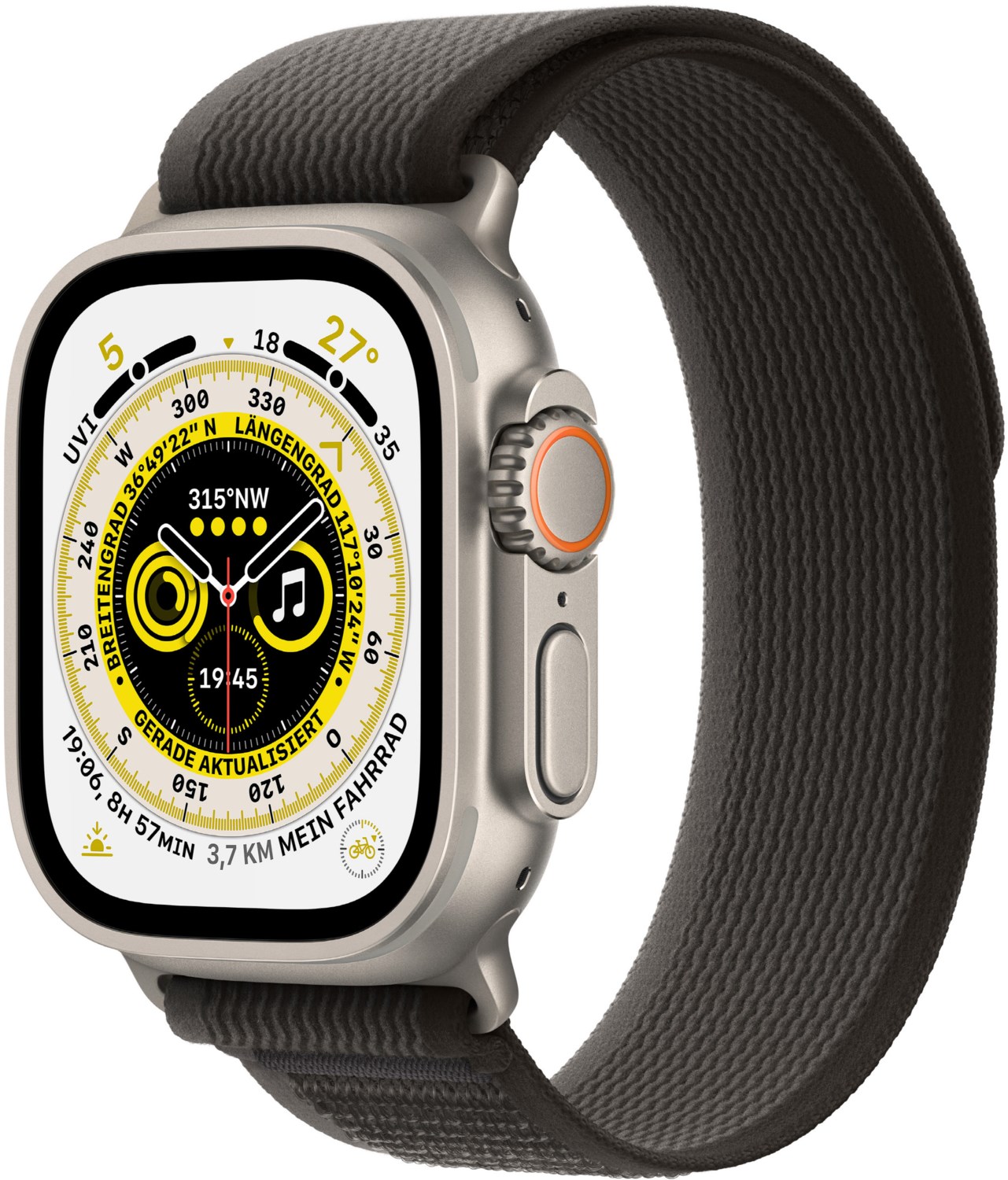 Watch Ultra (49mm) GPS+4G Smartwatch Titan mit Trail Loop Armband (M/L) schwarz/grau