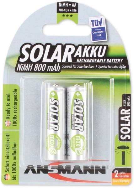 800mAh NiMH Solar maxE 2er Blister Akku