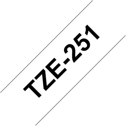 TZE-251 Schriftband lamin. (24mm) weiß/schwarz