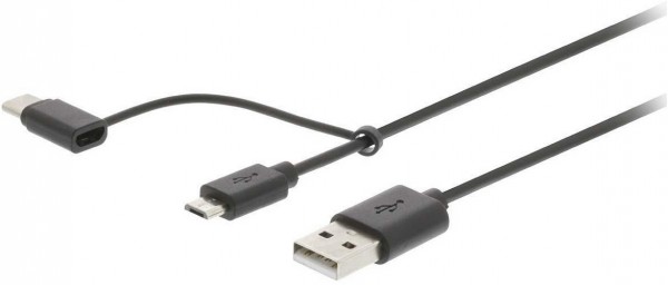 CCGB60610BK10 2-in-1-Kabel (1m) schwarz USB-A>USB-Micro-B-/Typ-C-Stecker