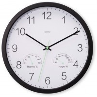 Santorini Wanduhr mit Thermo-/Hygrometer schwarz