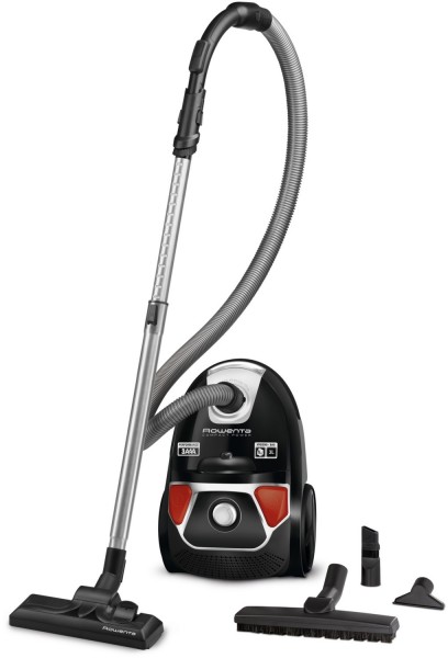 RO3955 Compact Power Bodenstaubsauger schwarz, mit Beutel, 8,8 m Reichweite, Parkett-Bürste