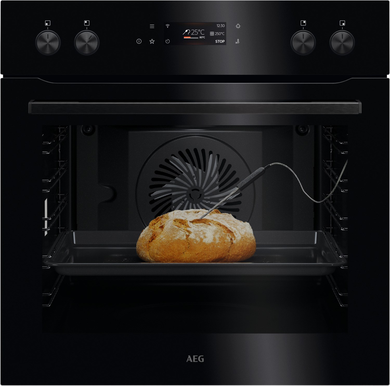 OE7P621AK Einbau Elektro-Herd schwarz, 71 l, Pizza-Stufe, Dörren, schnelles Vorheizen, Heißluftgrill, Hefeteig-Gärstufe, Brotback-Stufe, 59,5 cm breit