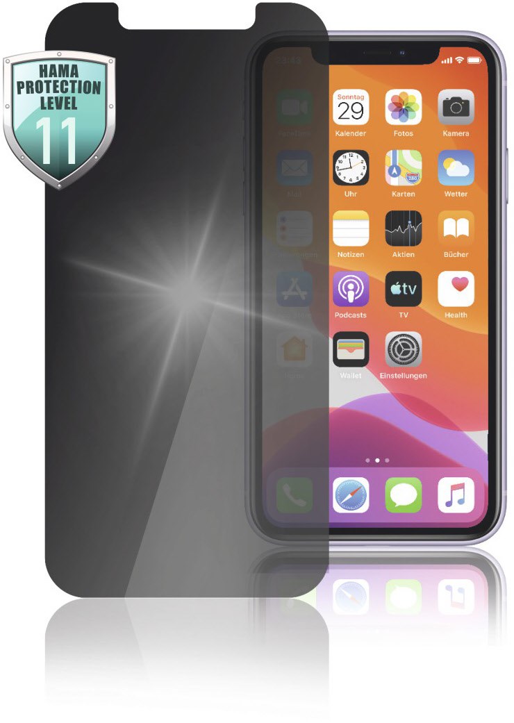 Echtglas-Displayschutz Privacy für iPhone 12 Pro Max transparent