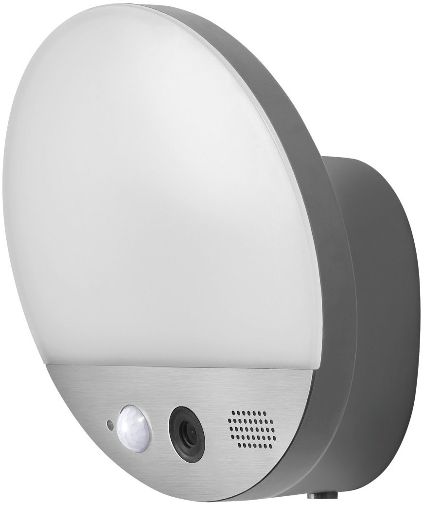 Smarte Außenlampe mit HD-Kamera grau/weiß