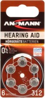 Zinc-Air 312 (PR41) 6er Blister Batterie silber