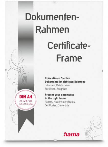 Rahmenloser Bildhalter Clip-Fix Polystyrol, 21x29,7cm