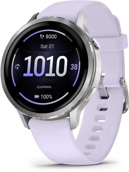 Venu® 4 (41mm) Fitness-Smartwatch mit Silikon-Armband (18mm) grau/silber/lavendelblau