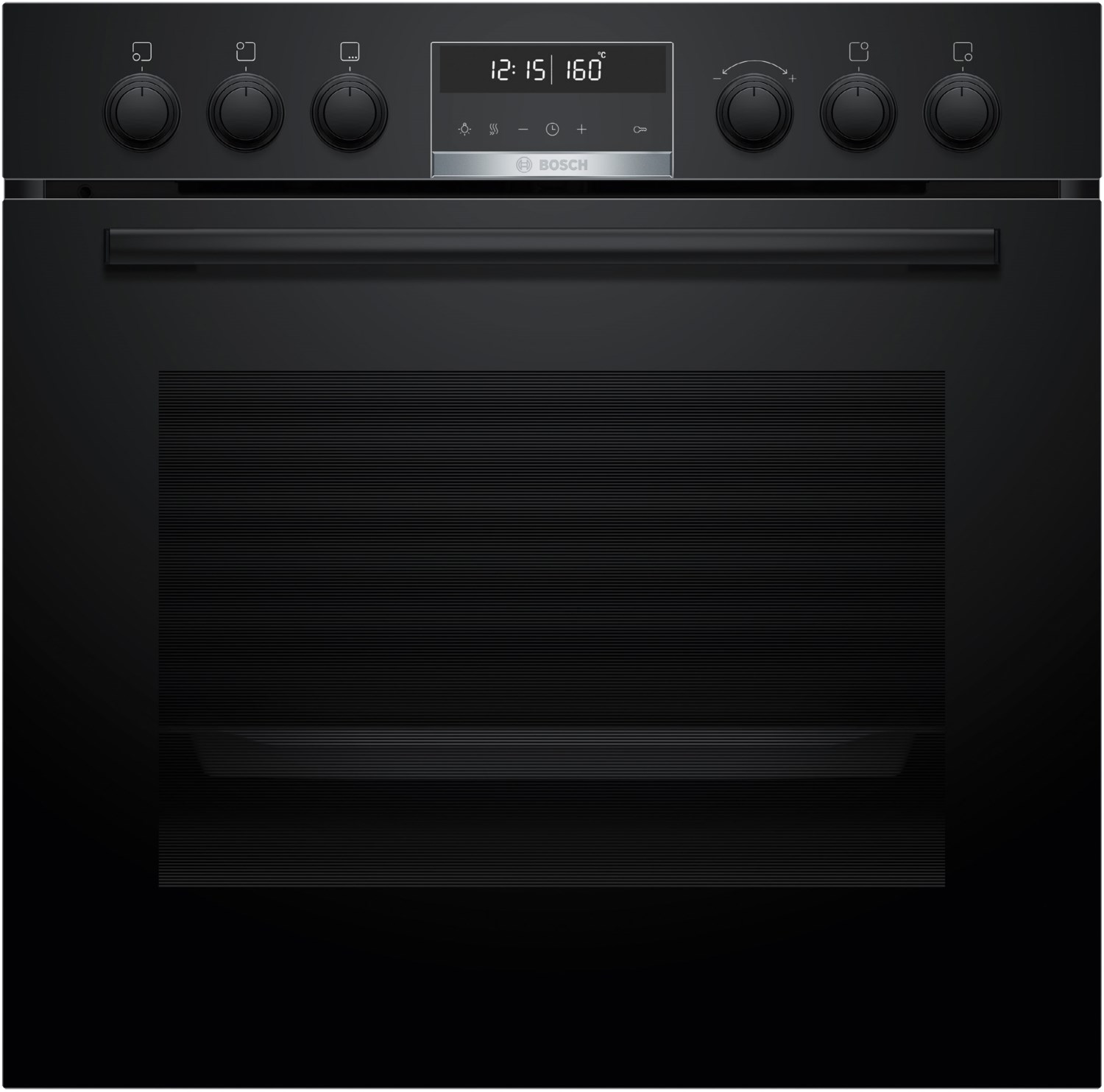 HEG578BB4 Einbau Elektro-Herd schwarz, 71 l, Pizza-Stufe, schnelles Vorheizen, 59,4 cm breit, A+, Serie 6