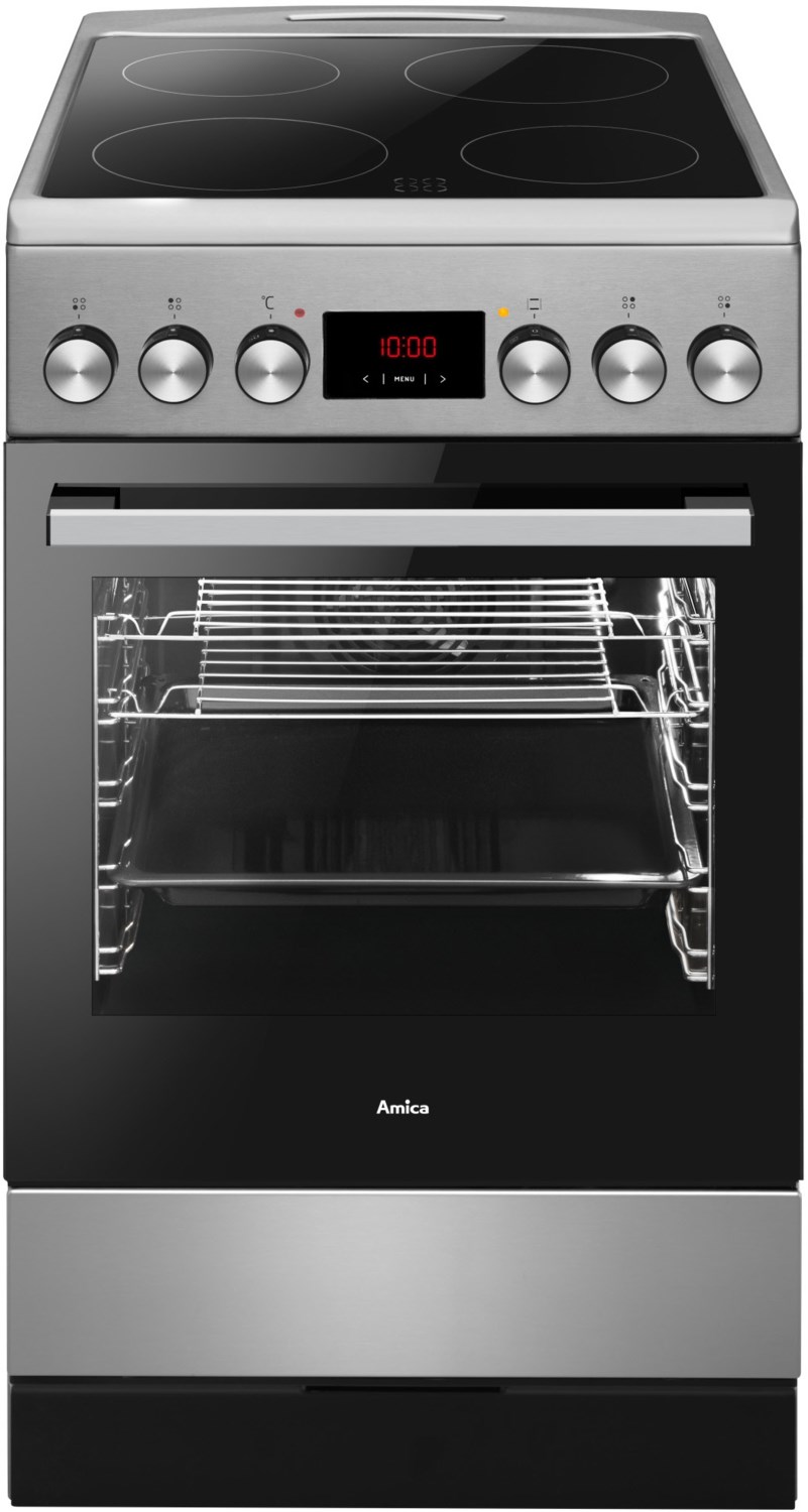 SHC 903 032 E Elektroherd mit Glaskeramikfeld edelstahl, 65 l, Pizza-Stufe, 50 cm breit, A, 4 Kochzonen