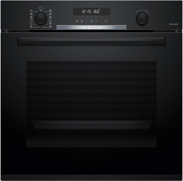 HBG378AB4 Einbaubackofen schwarz, 71 l, Pizza-Stufe, schnelles Vorheizen, pyrolytische Selbstreinigung, 59,4 cm breit, A+